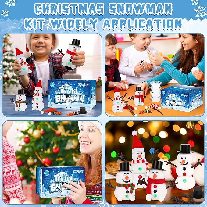9 Pack Christmas Crafts, DIY Christmas Snowman Clay for Kids, Build Your Snowman Craft Kit, Modeling Clay Snow Man Making Game, Xmas Crafts Presents Winter Christmas Stocking Stuffers