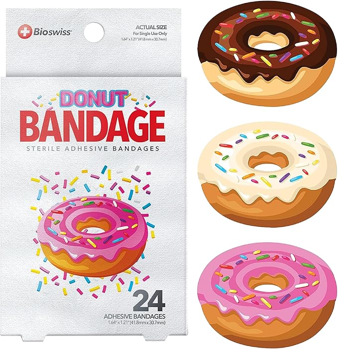 BioSwiss Bandages, Donut Shaped Self Adhesive Bandage Set, Latex Free, Sterile Wound Care, 24 Count