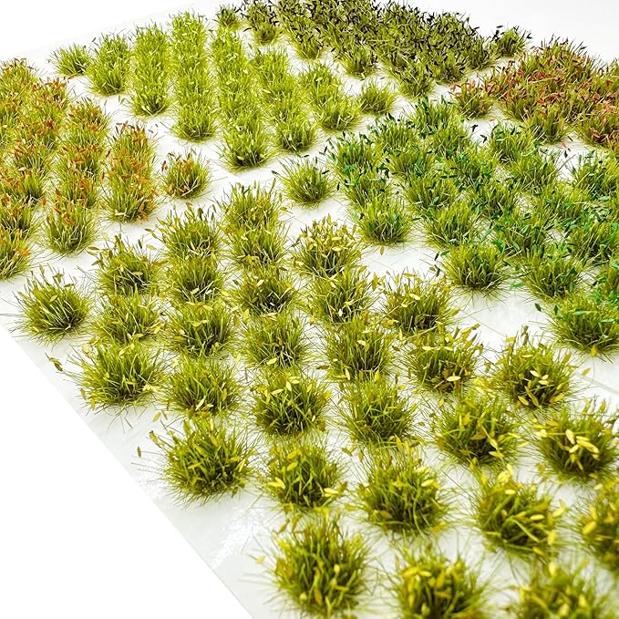 Cayway Miniature Grass Cluster, Static Grass Tuft Model Vegetation Groups for DIY Model Train Landscape Railroad Scenery Grass Tufts Flower (Withered Green and Red)
