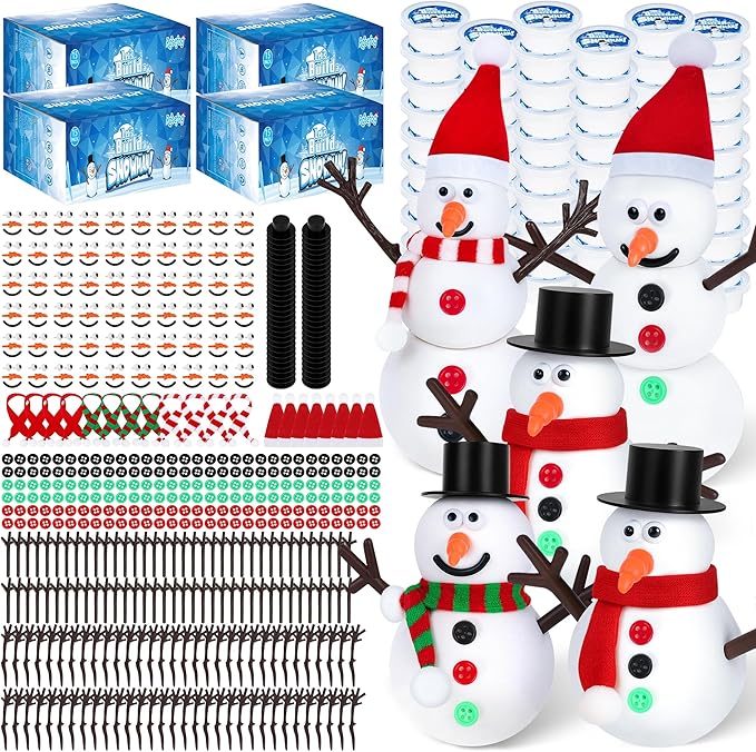 60 Pack Christmas Crafts, Christmas Snowman Presents Bulk, Build Your Snowman Kits, DIY Crafts Supplies for Kids, Party Favor for Girls and Boys, Christmas Stocking Stuffers for Kids