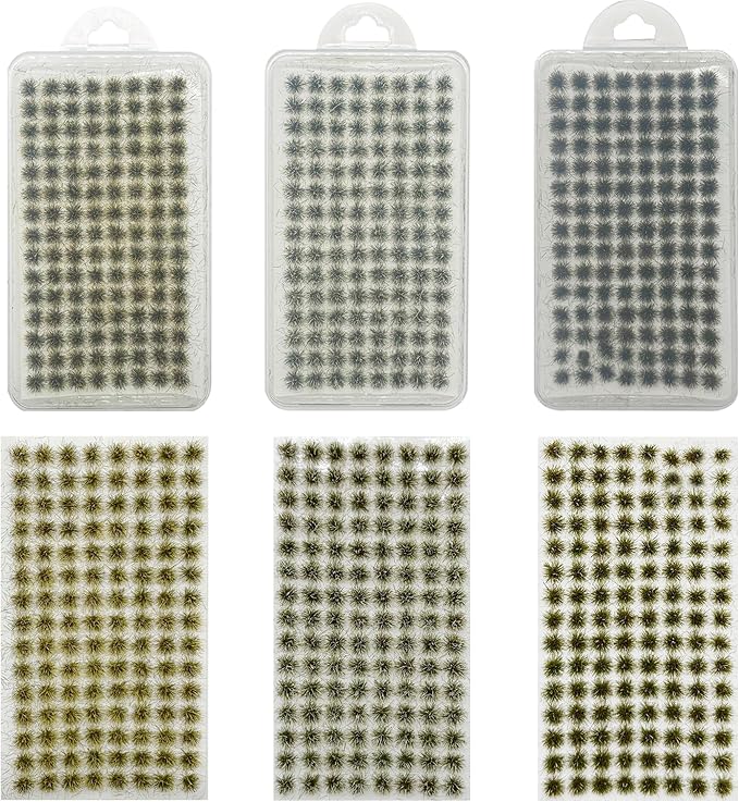 Woohome 312 PCS Static Grass Tufts - Yellow Model Grass, Terrain Model Kit, Artificial Grass for Train Landscape, Railway Scenery, Miniature Shrubs & Bushes