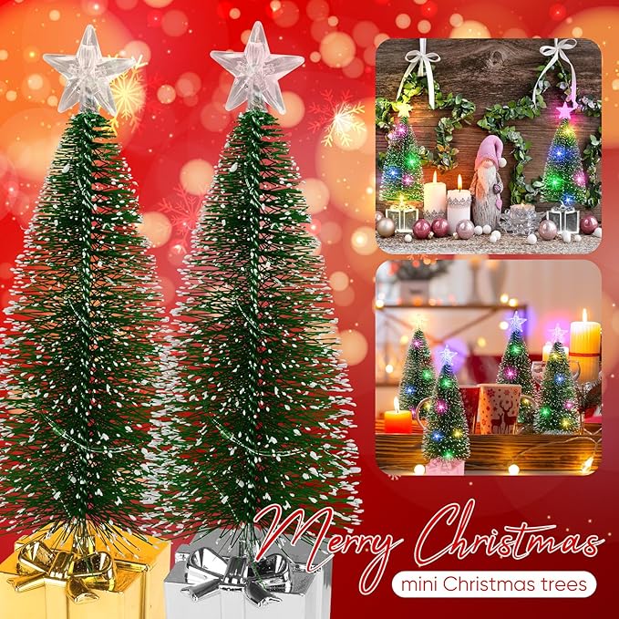 Mini Christmas Tree with Lights, 8 Pack Tabletop Christmas Tree with Lights for Indoor Christmas Decorations Holiday Party Ornagment, Christmas Centerpieces for Tables (8)