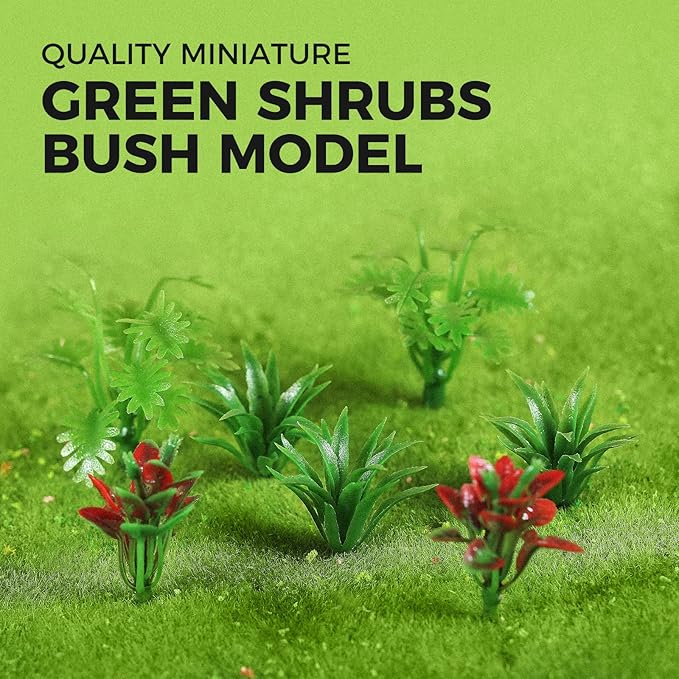 Yetaha 90 Pcs Mini Model Trees, Miniature Plants Green Shrubs Bush Models, Artificial Plants for Train Scenery Railway Sand Architecture Craft DIY Landscape Dollhouse Cake Topper Decor