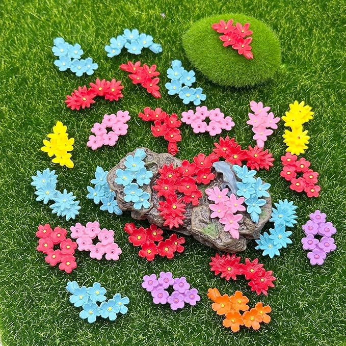Cayway 30 PCS Mini Resin Flowers, Micro Landscape Miniature Flower, Mini Accessories Flowers for DIY Art Crafts, Zen Garden, Micro Landscaping Decoration