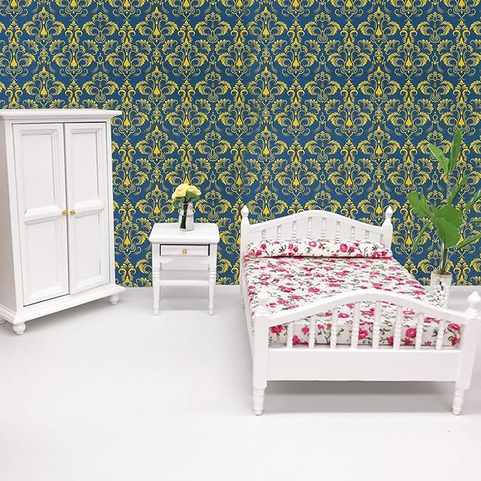 10 Sheets Dollhouse Wallpaper Miniatures Dolls House Floor Paper Card Sticker Effect Paper Flooring Pape-r Gloss Card Sheet Mini Lovely Wall Papers DIY 1/6 Dolls House Floorboards Real Life DIY Decor