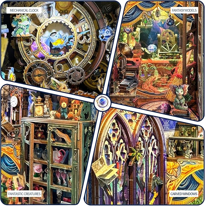 Book Nook Kit- DIY Miniature Booknook Kit Creative Decorative Bookend Bookshelf Insert 3D Puzzles for Adults Women Teens- Fantasy Store (SQ-25)
