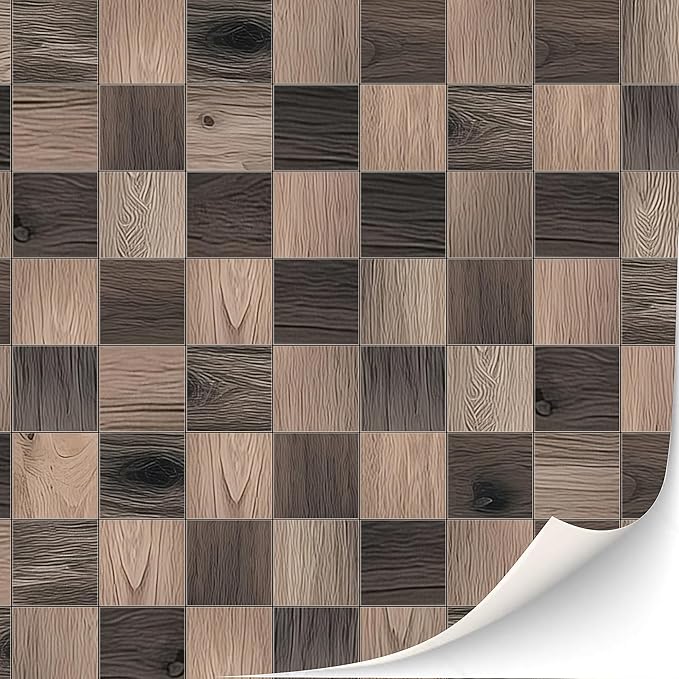 3 Sheets Self-Adhesive Flooring for Dollhouse 1:12 Scale (Wooden Checkerboard Pattern)