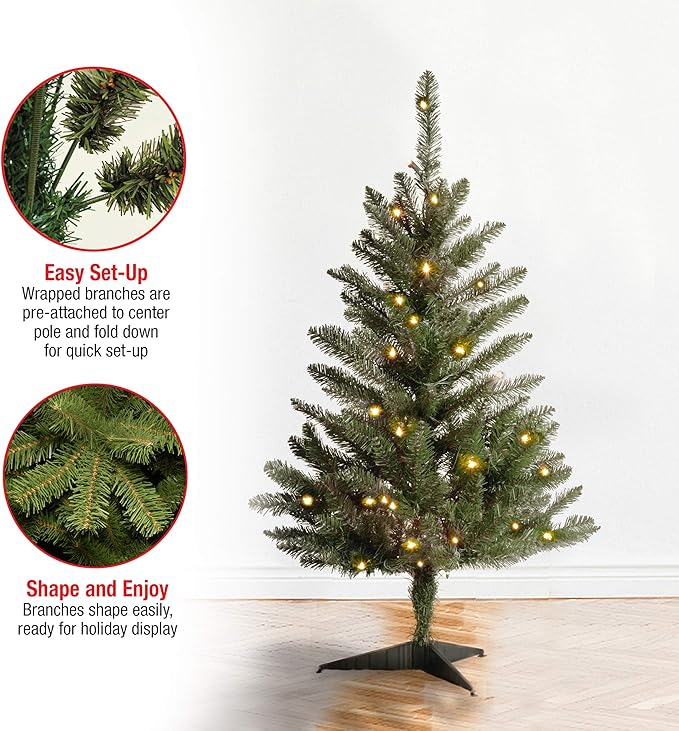 National Tree Company Artificial Mini Christmas Tree, Green, Kingswood Fir, Includes Stand, 3 Feet