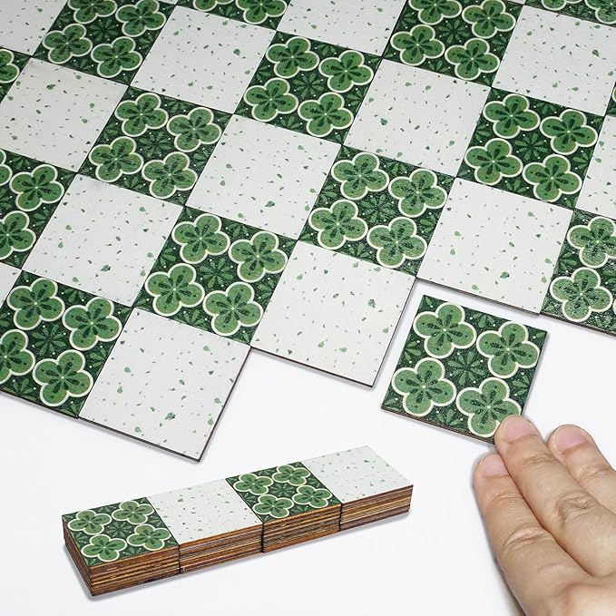 Halandar Dollhouse Flooring Tiles on 1/12 1/6 Scale Miniature Decor Accessories 32pcs Double-Sided