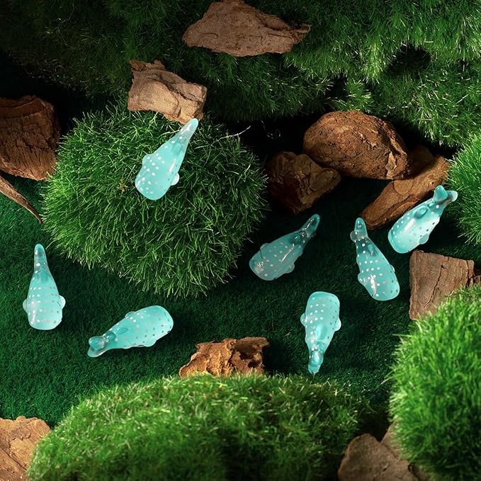 60Pcs Whale Miniature Figurines, Mini Resin Fake Fish Animal Sculptures, Blue Ocean Theme Home Decoration for Fairy Garden Succulent Planter Moss Landscape Terrarium DIY Craft