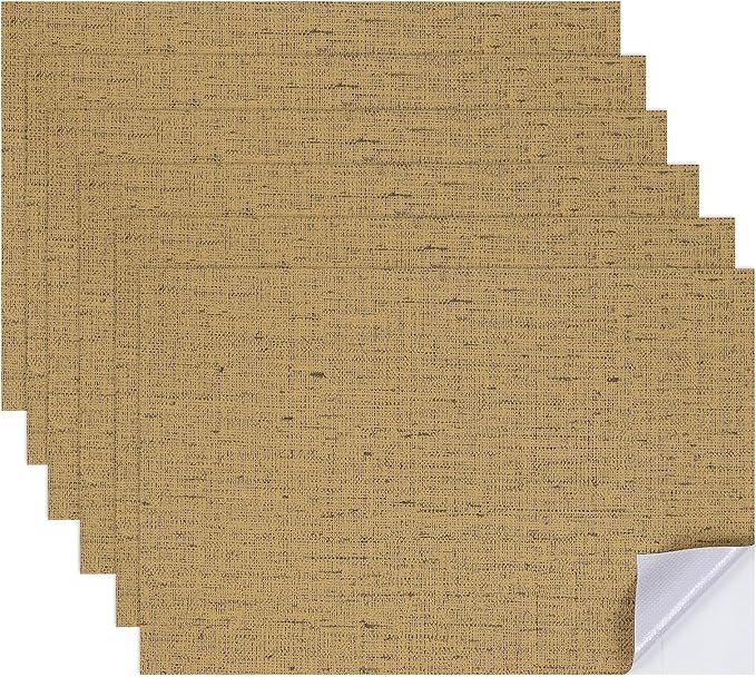 uxcell 6 Sheets Miniature Dollhouse Wallpaper, Linen Texture Self-Adhesive PVC Flooring Wall, Mini Wall Decor for Dollhouse Sand Table Model Accessories 11.81 x 7.87 Inch (Coffee)