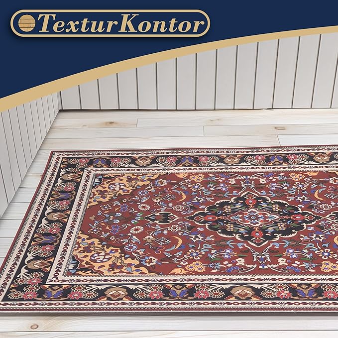 Self-Adhesive Carpet with Real Textile Structure for Dollhouses Scale 1:12 (Oriental Carpet Red 1)