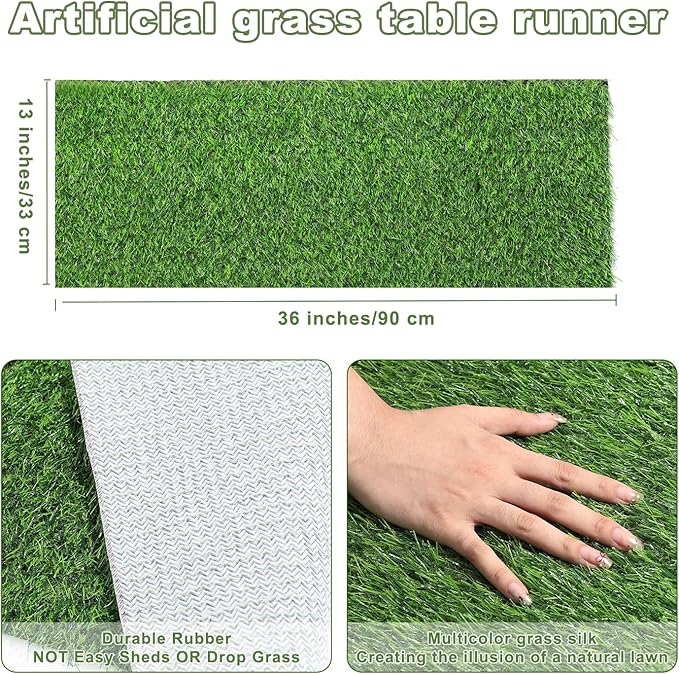 Artificial Grass Table Runners-13 x 36 Inches Faux Grass Table Runner for Golf Themed Party,Synthetic Turf Table Runner for Wedding Party, Birthday, Banquet, Baby Shower, Home Decor