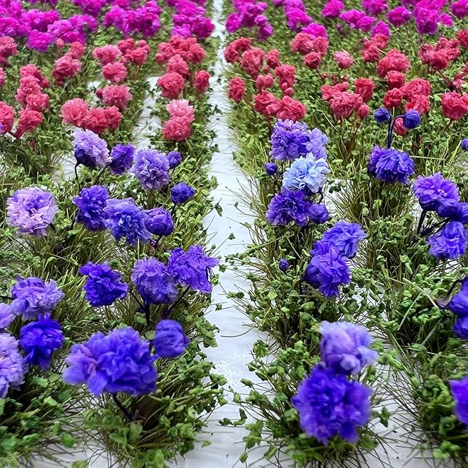 Woohome Flower Cluster Flower Vegetation Groups Grass Tufts Miniature Static Scenery for DIY Architecture Building Model Railway Train Diorama Garden Scenery Landscape Layout (4 Colors)