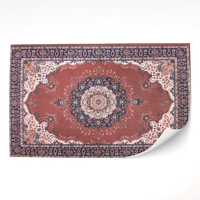 Self-Adhesive Carpet with Real Textile Structure for Dollhouses Scale 1:12 (Oriental Carpet Red 3)