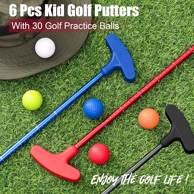 Lenwen Golf Putter for Men Women Adjustable Length Two Way Putter Right or Left Handed Golfers Mini Golf Club with Practice Balls for Adults