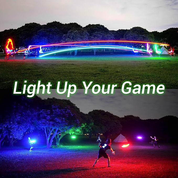 TOSY Flying Disc - 108 RGB Multicolor or 36 Monocolor LEDs, Super Bright, Smart Modes, Cool Valentine Easter Gift, Camping Toy for Kid/Teen/Adult, Auto Light Up, Rechargeable, Waterproof, 175g