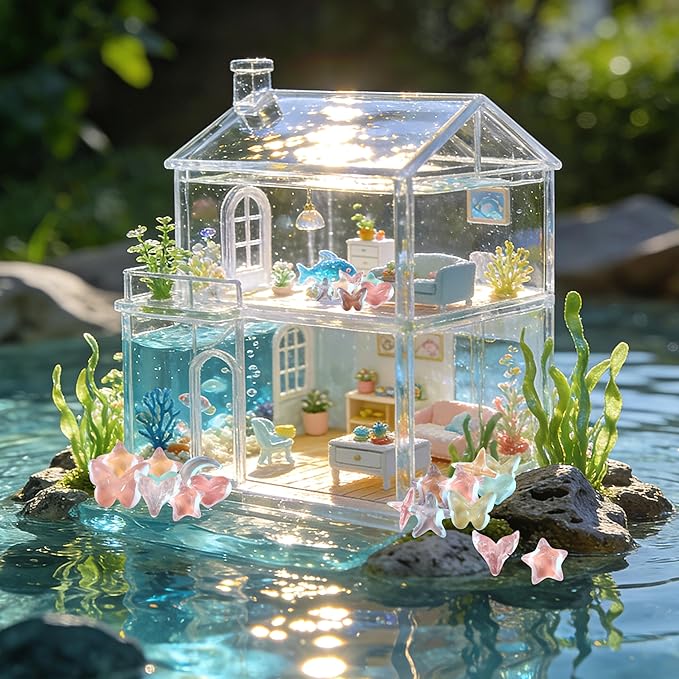 120Pcs Iridescent Resin Charms, Star Moon & Mermaid Tail Miniature Dollhouse Accessories, Waterproof Tiny Figurines for Fairy Garden, Micro Landscape & DIY Crafts with Window Envelope Packaging