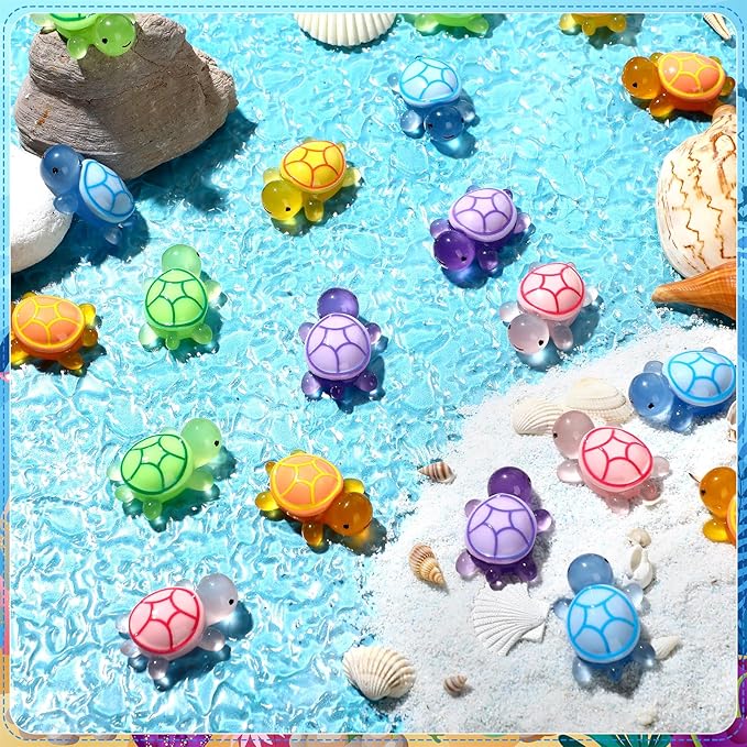 36 Pcs Luminous Large Turtle Glow in The Dark Resin Turtle Resin Sea Animal Miniature Glow in The Dark Figurines Statue for Micro Landscape Fairy Garden DIY Craft Decor
