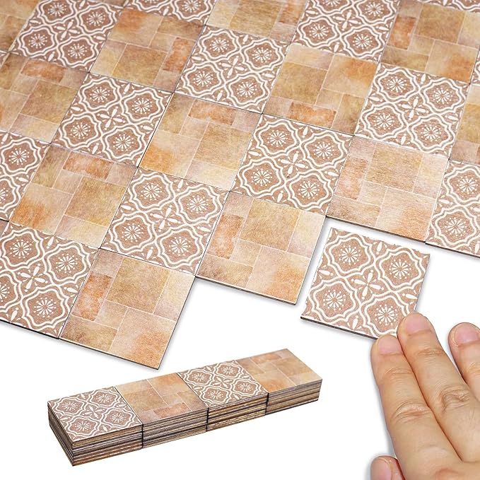 Dollhouse Flooring Tiles on 1/12 1/6 Scale Miniature Decor Accessories 32pcs Double-Sided