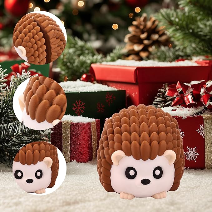 4 Inches 3D Printed Hedgehog Figurines, Animal Figurines, Articulated Fidget Toys, Desk Decoration, Party Favor, Birthday Gifts, Office Display, Collectible Animals for Boys and Girls