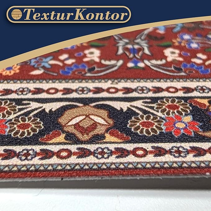 Self-Adhesive Carpet with Real Textile Structure for Dollhouses Scale 1:12 (Oriental Carpet Red 1)