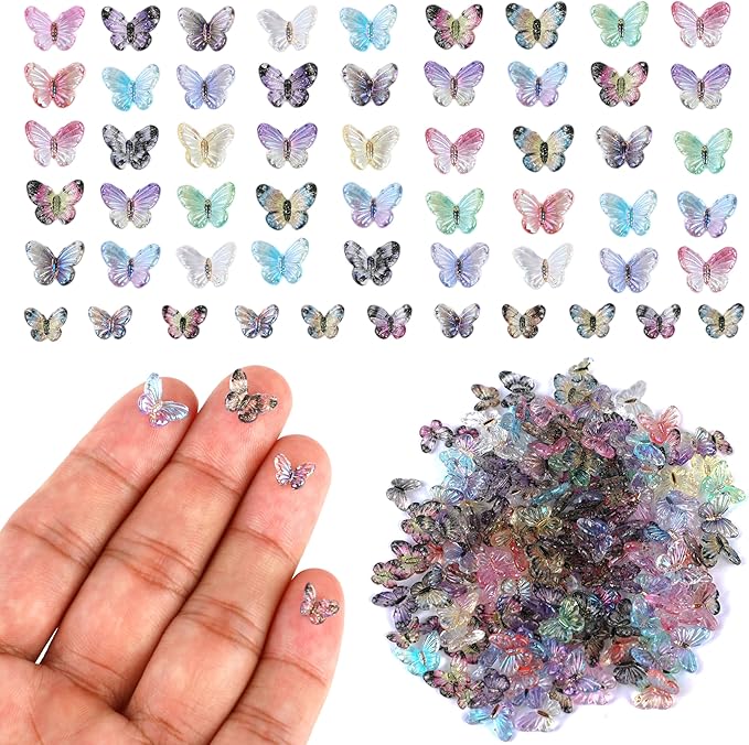 YTaraHub 60Pcs Resin Butterflies 3D Miniature Dollhouse Accessories, Waterproof Tiny Charms for Fairy Garden, Scrapbooking & DIY Crafts with Window Envelope Packaging (Assorted Colors)