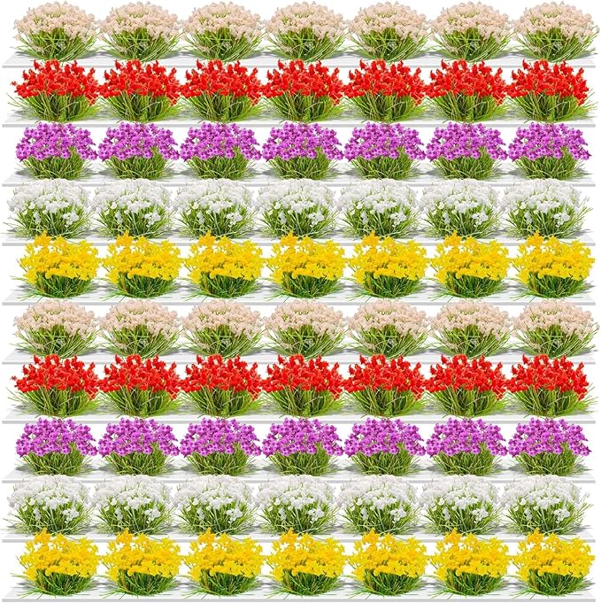 WDAHDHP Miniature Colorful Cluster Flower, 70Pcs Vegetation Groups Static Grass Tufts for DIY Craft Train Landscape Railroad Scenery Sand Military Layout Model Miniature Bases and Dioramas