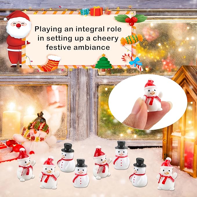 80 Pcs Mini Snowman Figurines Miniature Christmas Snowmen Tiny Resin Xmas Decoration for DIY Crafts Christmas Micro Landscape Dollhouse Accessories, 2 Styles