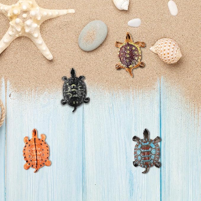 Bememo 16 Pcs Plastic Turtles Toys for Kids Small Sea Turtles Figurines Party Decorations Fake Ocean Animals Figures Bath Toys Mini Realistic Tortoises 2026 Educational Gifts for New Years Birthday