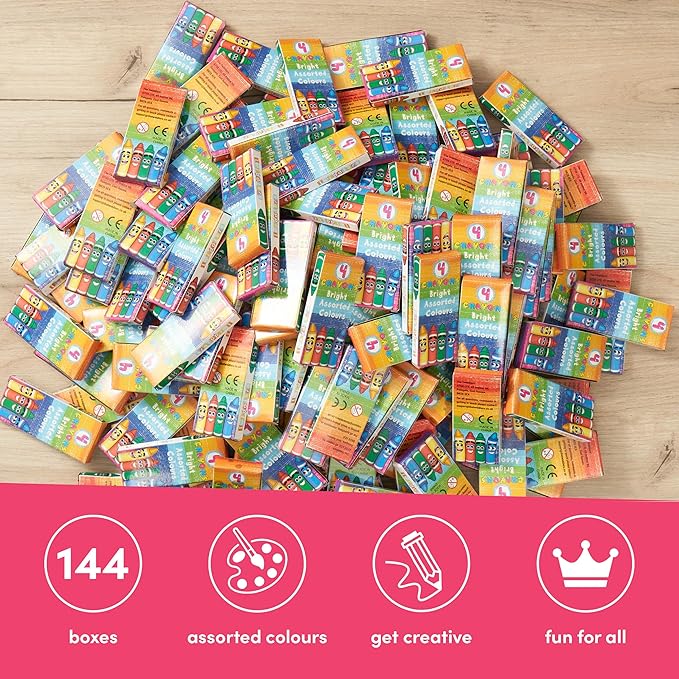 THE TWIDDLERS 144 Boxes of 4 Packs Mini Crayons in Bulk (Total 576) - School & Classroom Kids Coloring Activity, Crayon Party Favors for Kids & Toddlers, Goodie Party Bag Fillers, Restaurants