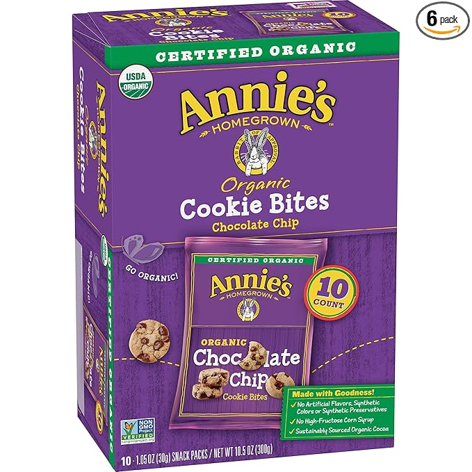 Annie's Organic Chocolate Chip Cookie Bites 10 Ct, 10.5 oz (Pack of 6)