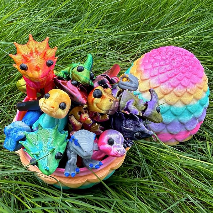 18 pcs 3D Printed Dinosaur Animals Set with Egg, Animals 3D Printed Toys Cute Articulated Flexible Figurines Fidget Toys for Party Favors Birthday Gifts Desk Pets Christmas Decor