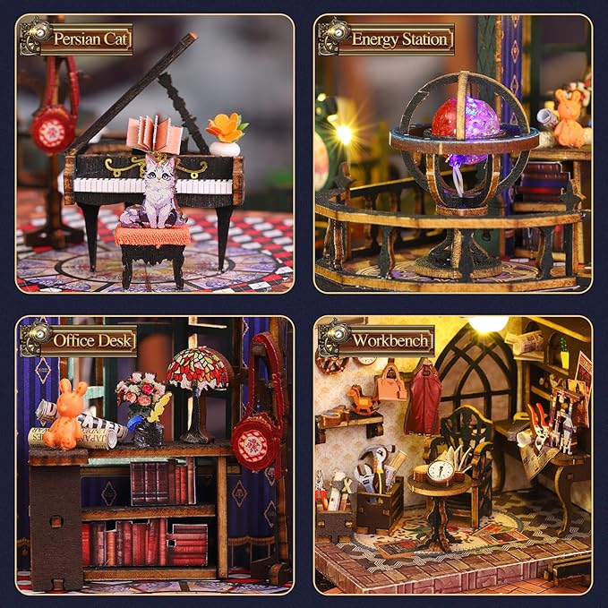 CRIOLPO DIY Miniature Dollhouse Kit: Dollhouse Kit for Adults Teens - 3D Wooden Puzzles mini House Building Kit with LED Light - Gifts for Family Friends (Rail-tracksecluded City)