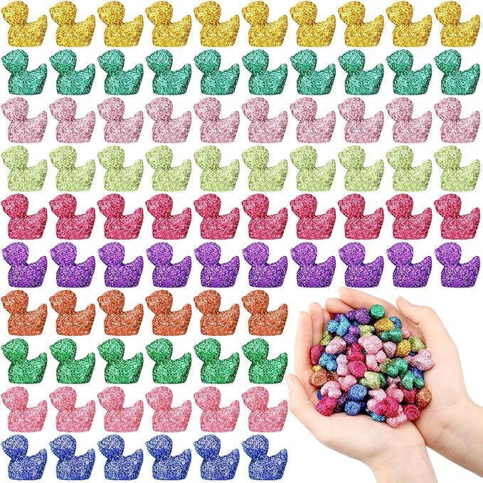 Yaocom Vivid Glitter Mini Duck Statue Golden Duck Figurines Micro Garden Landscape Dollhouse Cake Decoration Potted Plants DIY Craft Charms for Party Christmas Thanksgiving Gift
