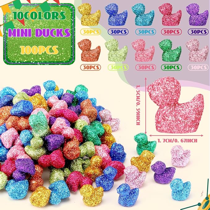 Yaocom Vivid Glitter Mini Duck Statue Golden Duck Figurines Micro Garden Landscape Dollhouse Cake Decoration Potted Plants DIY Craft Charms for Party Christmas Thanksgiving Gift