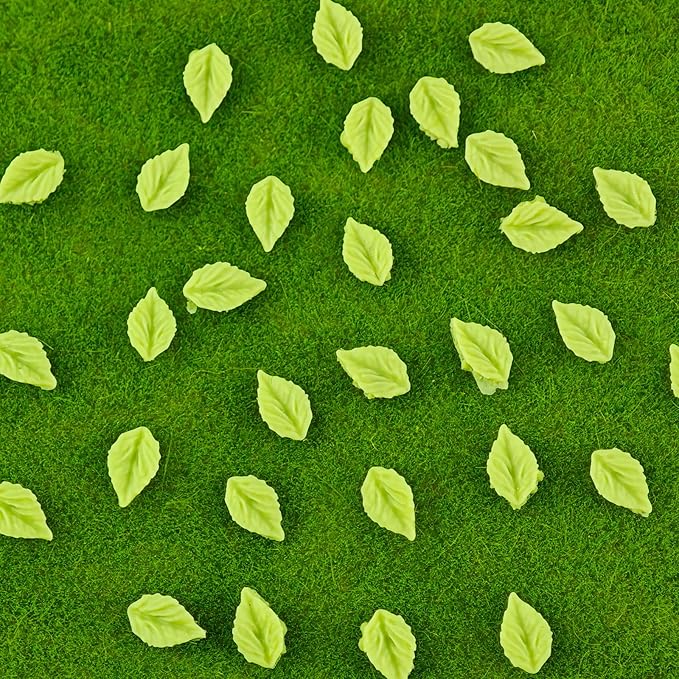 500 Pieces Tiny Leaves Decor for Dollhouse Mini Resin Decor for Crafts Tiny Things for Fairy Garden Micro Landscaping Decoration