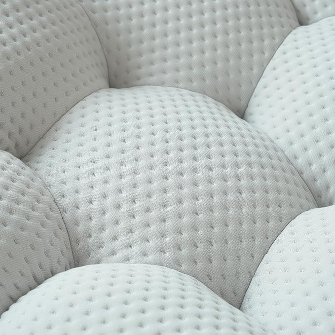 JACH 3 Seater Bubble Sofa and Single Seat Curved Couch, Comfy Upholstered Sofa, Mesh Fabric 3D Honeycomb Shape Modern Couch for Living Room, Office, Apartment, Small Space (Light Grey)