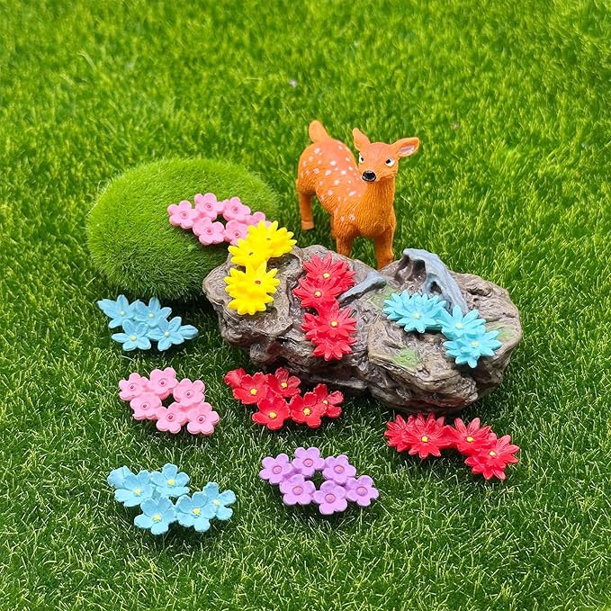 Cayway 30 PCS Mini Resin Flowers, Micro Landscape Miniature Flower, Mini Accessories Flowers for DIY Art Crafts, Zen Garden, Micro Landscaping Decoration