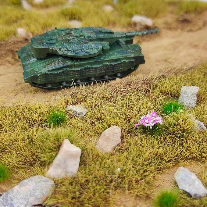 gdeplok 140 Pcs Static Grass Tufts & Miniature Flower Clusters - Artificial Grass Terrain Scenery Kit for Model Train Railway, Military Sand Table, DIY Diorama Landscape