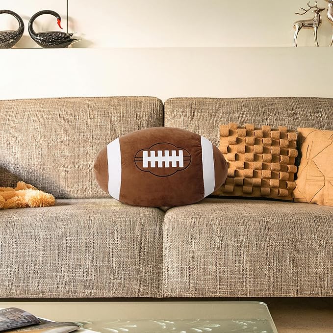 OurHonor Football Plush, 18" Soft Football Stuffed Throw Pillow, Fluffy Cute 3D Stuffed Ball Indoor Outdoor Plushies Decoration, Games Sports Toy Gifts for Boys and Girls
