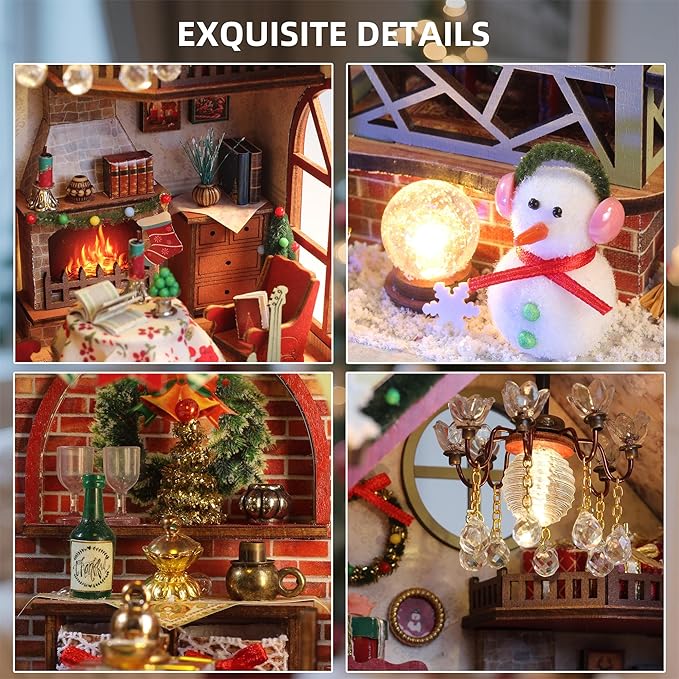 DIY Miniature Book Nook Dollhouse Room Kit for Teens and Adults-Christmas House