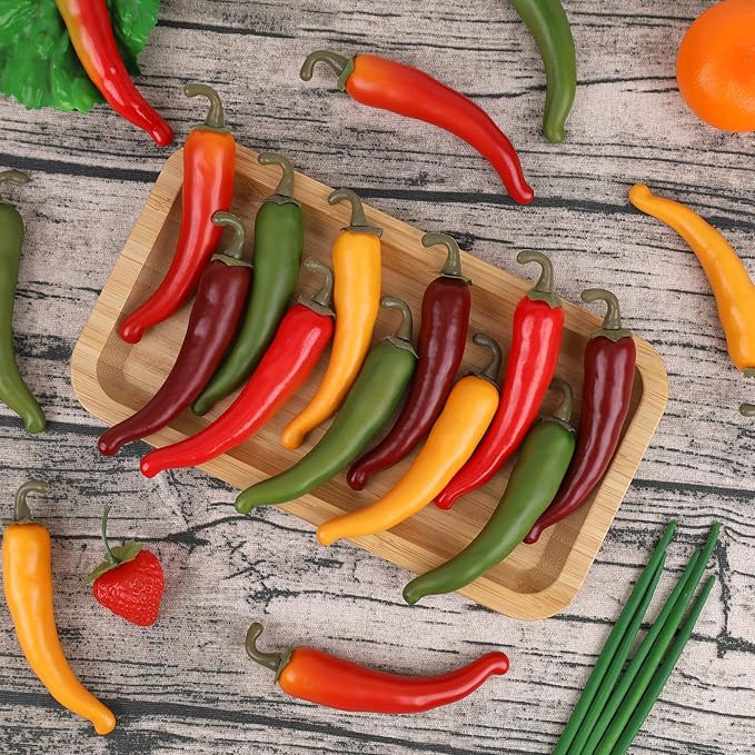 Gresorth 15pcs Artificial Lifelike Pepper Decoration Fake Vegetable Home Party Kitchen Table Food Show