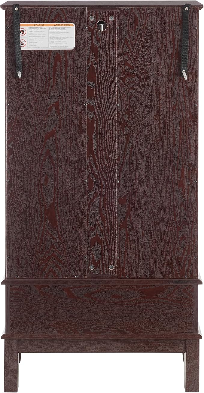 51" H Lighted Curio Display Cabinet with 2 Doors & 1 Drawer, Wooden Glass Curio Showcase w/Adjustable Shelves & Mirrored Back Panel, Storage Cabinet Display Case for Living Room(Dark Cherry)