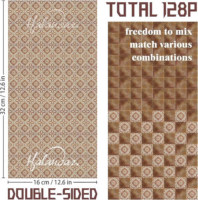Dollhouse Flooring Tiles on 1/12 1/6 Scale Miniature Decor Accessories 128pcs Double-Sided