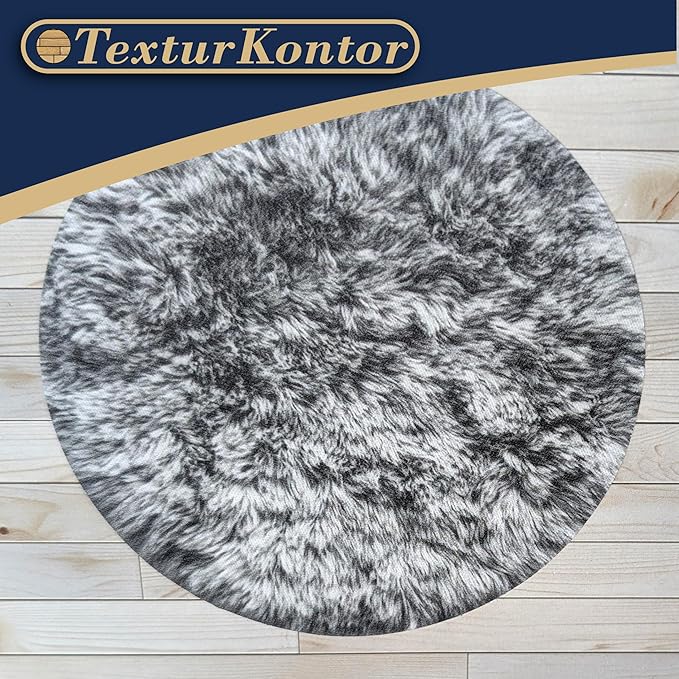 Self-Adhesive Carpet with Real Textile Structure for Dollhouses Scale 1:12 (Fluffy Carpet Round Gray)