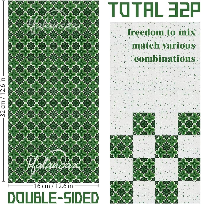 Halandar Dollhouse Flooring Tiles on 1/12 1/6 Scale Miniature Decor Accessories 32pcs Double-Sided