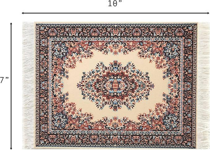 Set of 4 Dollhouse Rugs, Miniature Doll House Accessory, 10x7 Carpets, Rectangle, Kids Toy Furniture Carpeting Decor