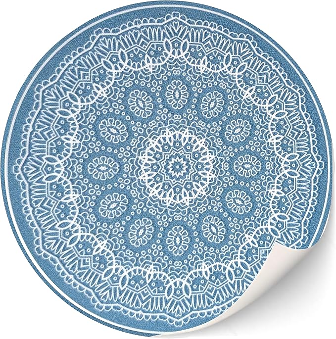 Self-Adhesive Carpet with Real Textile Structure for Dollhouses Scale 1:12 (Round Carpet Blue White 1)