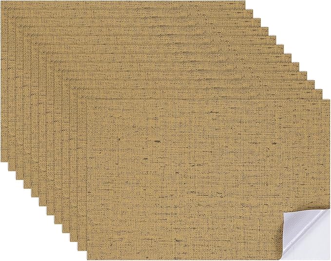 uxcell 12 Sheets Miniature Dollhouse Wallpaper, Linen Texture Self-Adhesive PVC Flooring Wall, Mini Wall Decor for Dollhouse Sand Table Model Accessories 11.81 x 7.87 Inch (Coffee)